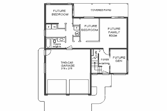 Floor Plan - Lower Floor for European House Plan #18-214 - 3 bed, 2 bath