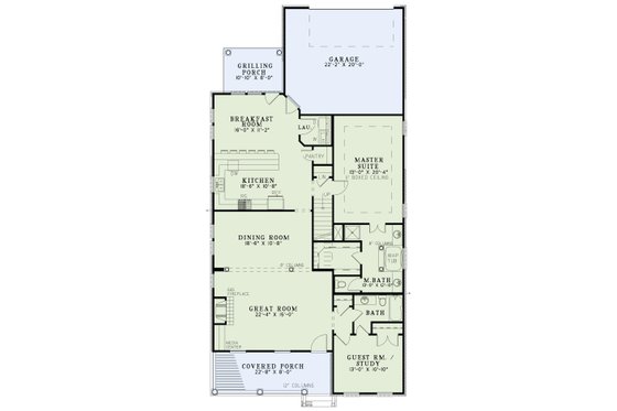 Floor Plan - Main Floor for Traditional House Plan #17-3319 - 4 bed, 3 bath