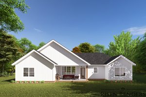 Exterior - Rear Elevation for Traditional House Plan #513-17 - 3 bed, 2 bath