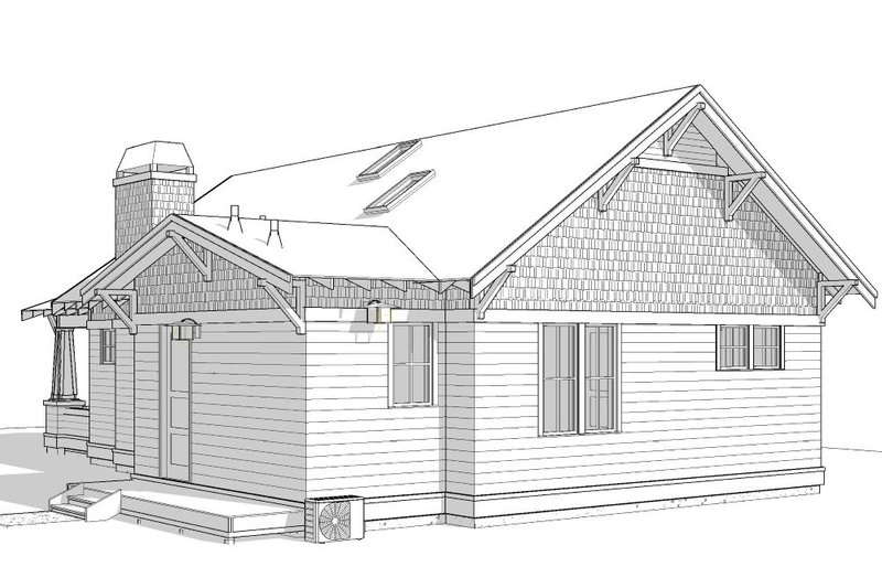 House Design - Exterior - Rear Elevation for Craftsman House Plan #895-160 - 2 bed, 2 bath