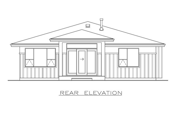 Exterior - Rear Elevation for Prairie House Plan #1100-15 - 2 bed, 2.5 bath