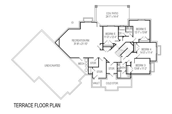 Craftsman Floor Plan - Lower Floor Plan #920-21