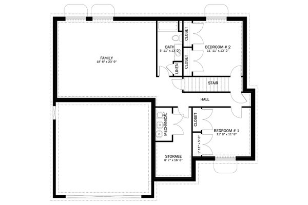 House Design - Traditional Floor Plan - Lower Floor Plan #1060-214