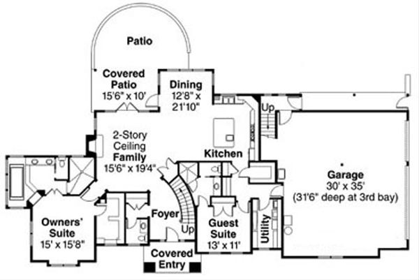 Architectural House Design - European Floor Plan - Main Floor Plan #124-735