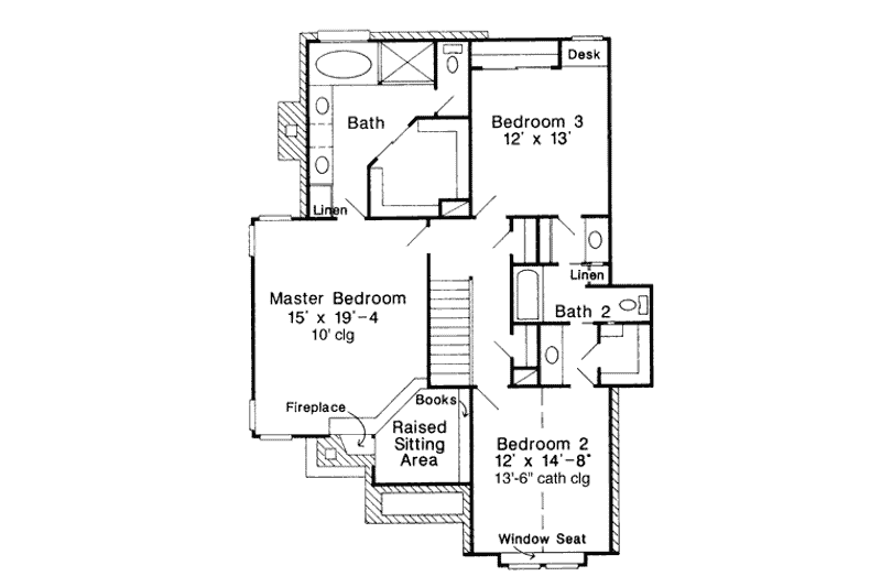 Home Plan - Floor Plan - Upper Floor for European House Plan #410-206 - 3 bed, 2.5 bath