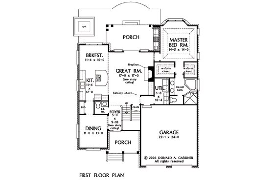 Floor Plan - Main Floor for Traditional House Plan #929-45 - 4 bed, 3.5 bath