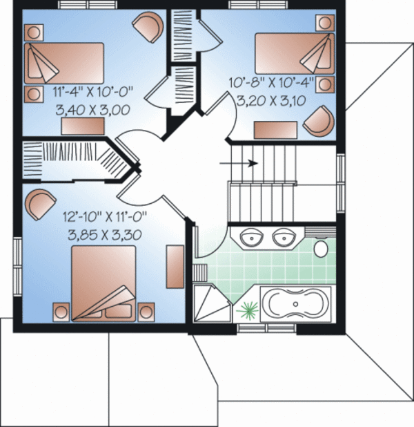Architectural House Design - Country Floor Plan - Upper Floor Plan #23-2184
