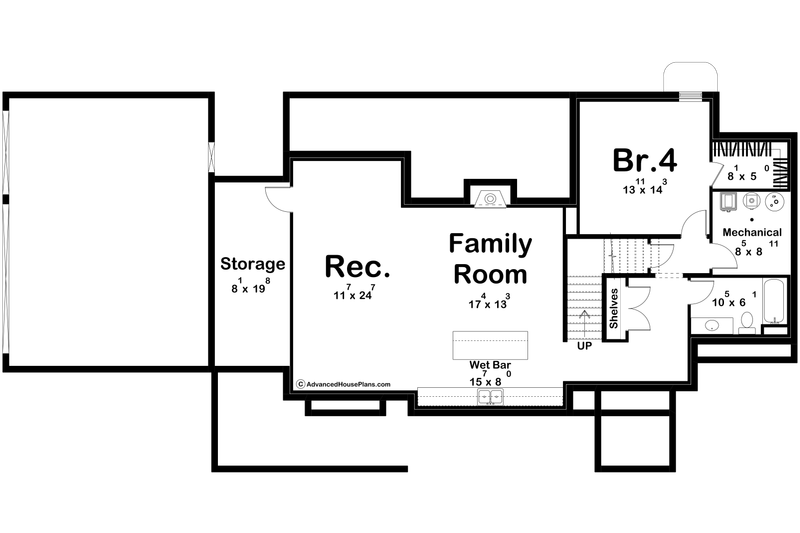 Home Plan - Floor Plan - Lower Floor for Cottage House Plan #455-806 - 3 bed, 4 bath