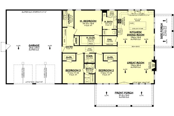 Floor Plan - Main Floor for Barndominium House Plan #430-381 - 3 bed, 2.5 bath