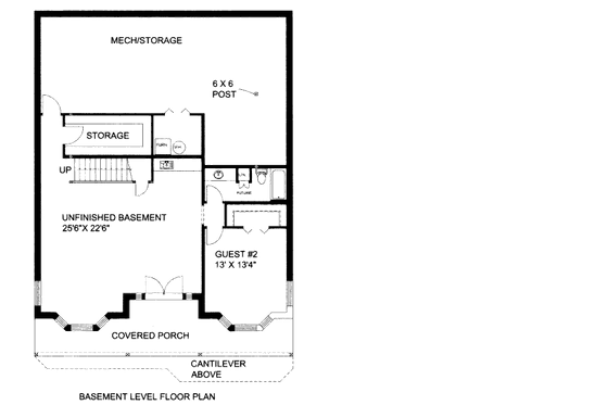 Floor Plan - Lower Floor for Bungalow House Plan #117-626 - 4 bed, 5 bath