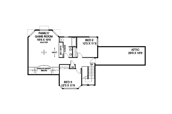 Floor Plan - Upper Floor for Traditional House Plan #60-560 - 4 bed, 2 bath