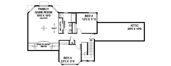 House Design - Traditional Floor Plan - Upper Floor Plan #60-560