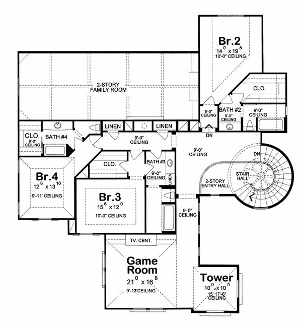 Home Plan - Mediterranean Floor Plan - Upper Floor Plan #20-2155