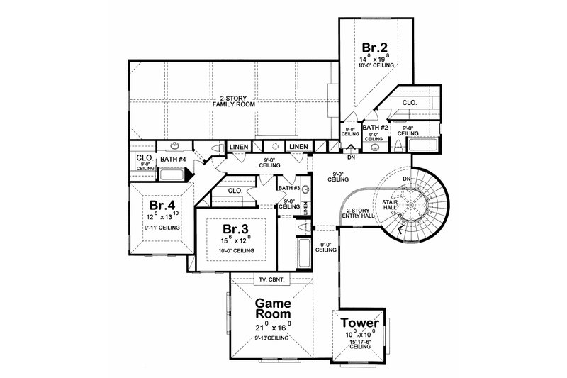 Home Plan - Floor Plan - Upper Floor for Mediterranean House Plan #20-2155 - 4 bed, 5 bath