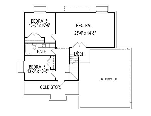 Architectural House Design - Traditional Floor Plan - Lower Floor Plan #920-27