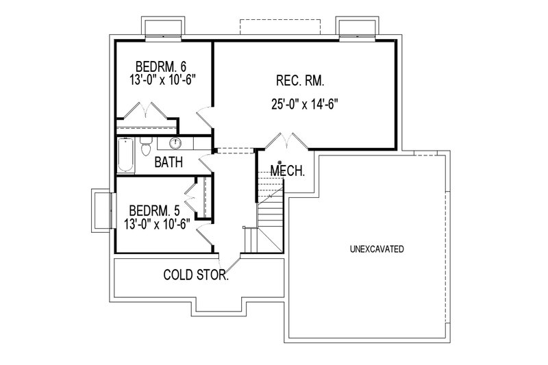 Home Plan - Floor Plan - Lower Floor for Traditional House Plan #920-27 - 5 bed, 3.5 bath