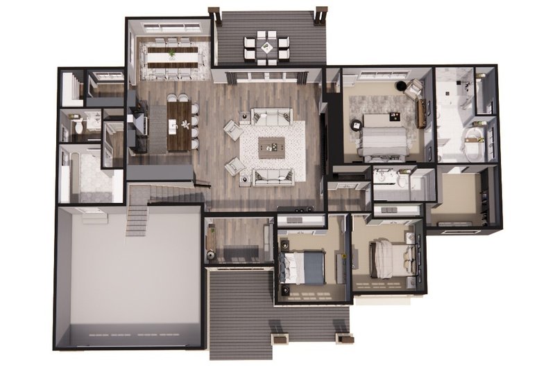 House Blueprint - Floor Plan - Main Floor 1 for Traditional House Plan #51-1219 - 3 bed, 2.5 bath