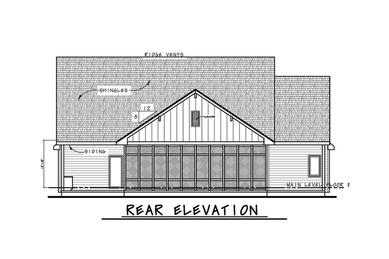 Dream House Plan - Exterior - Rear Elevation 1 for Ranch House Plan #20-2514 - 3 bed, 2 bath