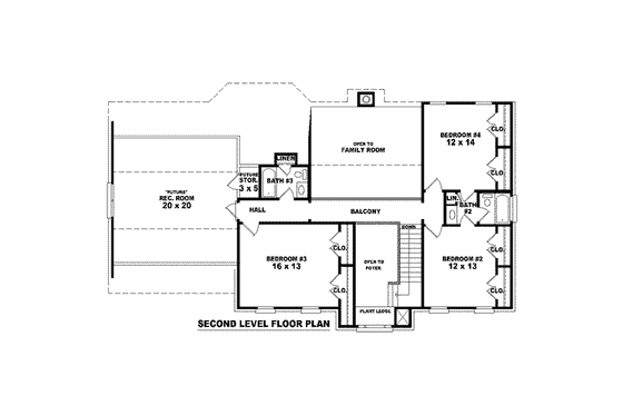 Floor Plan - Upper Floor for Colonial House Plan #81-1472 - 4 bed, 3.5 bath