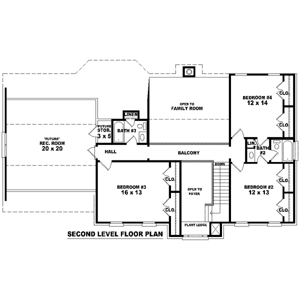 Colonial Floor Plan - Upper Floor Plan #81-1472