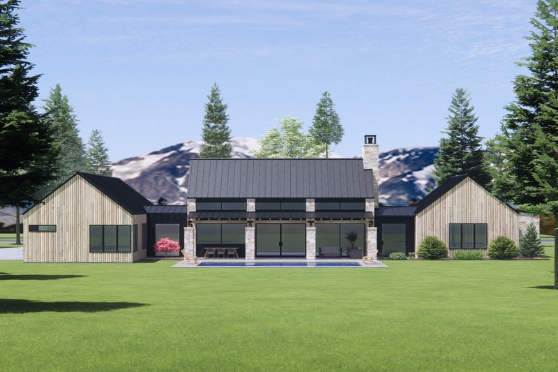 House Design - Exterior - Rear Elevation for Modern House Plan #1096-58 - 4 bed, 3.5 bath