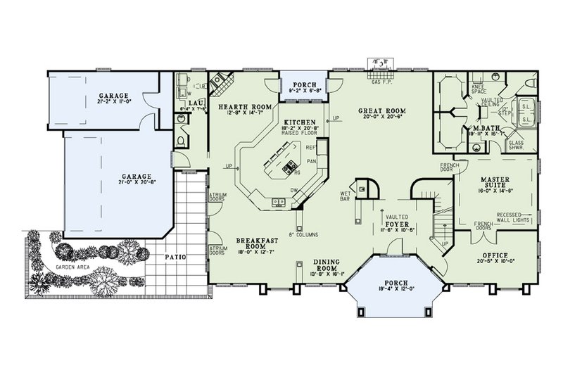 House Blueprint - Floor Plan - Main Floor for Ranch House Plan #17-2273 - 3 bed, 2.5 bath