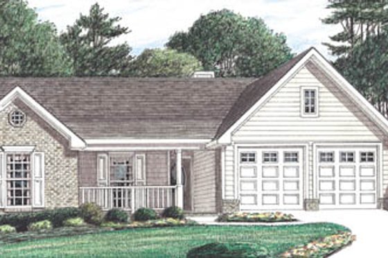 Exterior - Front Elevation for Traditional House Plan #34-125 - 4 bed, 2 bath