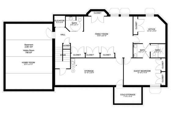 Floor Plan - Lower Floor for Craftsman House Plan #1060-53 - 3 bed, 2.5 bath