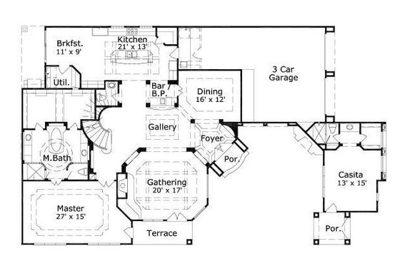 Floor Plan - Main Floor for European House Plan #411-818 - 4 bed, 4.5 bath
