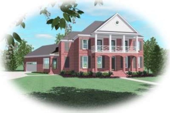 Exterior - Front Elevation for Southern House Plan #81-1305 - 5 bed, 4 bath
