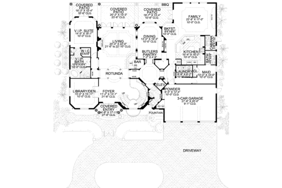 Floor Plan - Main Floor for Mediterranean House Plan #420-192 - 5 bed, 7.5 bath