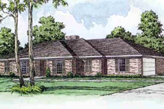 Exterior - Front Elevation for Ranch House Plan #16-141 - 3 bed, 2 bath