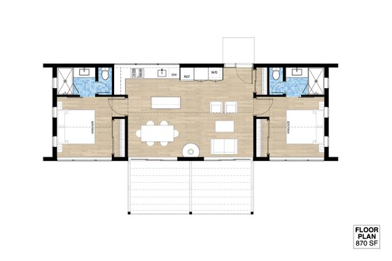 Floor Plan - Main Floor 1 for Modern House Plan #933-11 - 2 bed, 2 bath