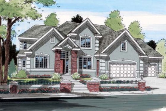 Exterior - Front Elevation for European House Plan #312-606 - 3 bed, 2.5 bath