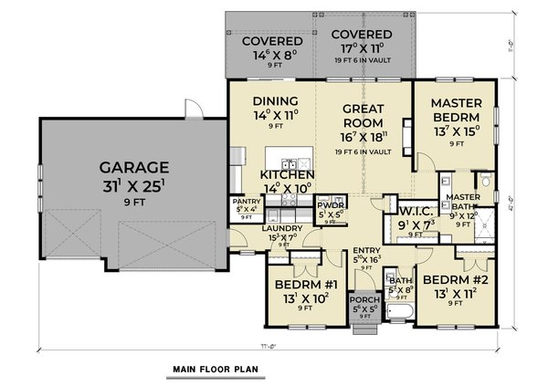 House Blueprint - European Floor Plan - Main Floor Plan #1070-259