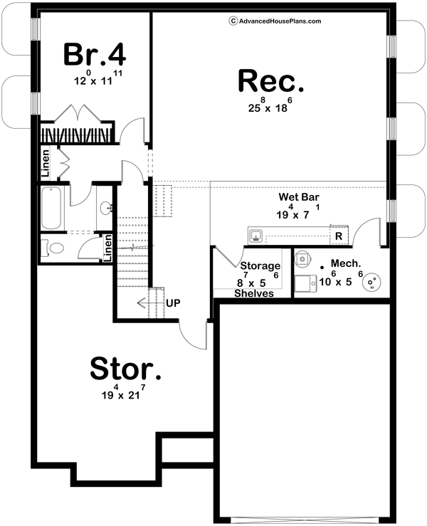 House Plan Design - Floor Plan - Lower Floor for Cottage House Plan #455-783 - 3 bed, 3 bath