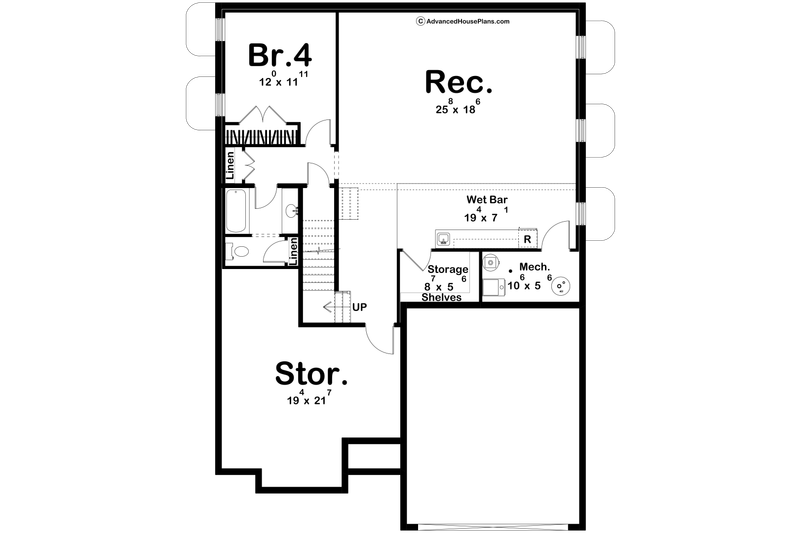 House Plan Design - Floor Plan - Lower Floor for Cottage House Plan #455-783 - 3 bed, 3 bath