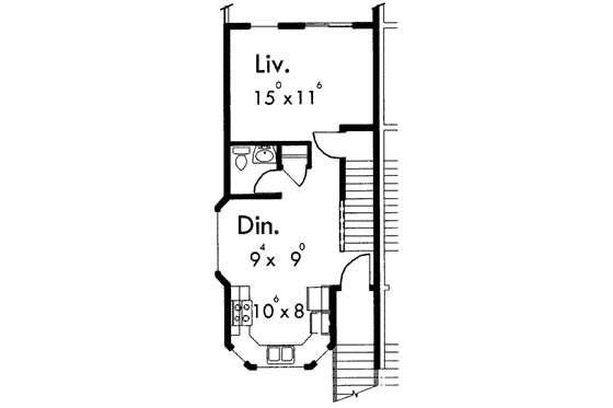 Floor Plan - Main Floor for Traditional House Plan #303-404 - 2 bed, 2.5 bath