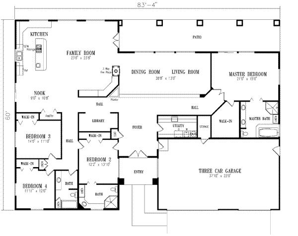 Adobe / Southwestern Floor Plan - Main Floor Plan #1-826