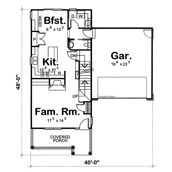 House Plan Design - Floor Plan - Main Floor for Country House Plan #20-2227 - 3 bed, 2.5 bath