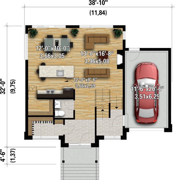 Contemporary Floor Plan - Main Floor Plan #25-4889