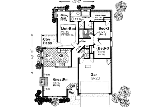Floor Plan - Main Floor for Traditional House Plan #310-181 - 3 bed, 2 bath