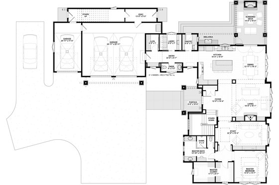 Floor Plan - Main Floor for Traditional House Plan #928-368 - 3 bed, 2.5 bath