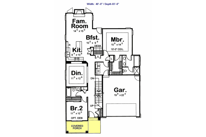 House Blueprint - Floor Plan - Main Floor for Farmhouse House Plan #20-1233 - 4 bed, 3 bath