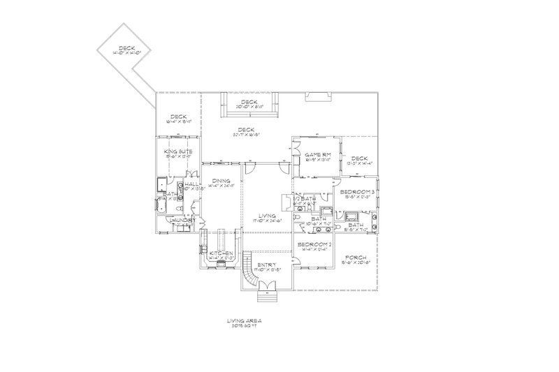 House Blueprint - Floor Plan - Main Floor for Cabin House Plan #1109-5 - 5 bed, 5.5 bath