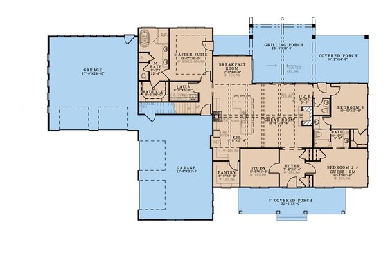Floor Plan - Main Floor for Farmhouse House Plan #923-327 - 3 bed, 2.5 bath