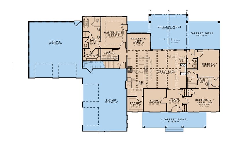 Home Plan - Floor Plan - Main Floor for Farmhouse House Plan #923-327 - 3 bed, 2.5 bath