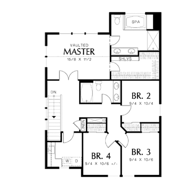 Craftsman Floor Plan - Upper Floor Plan #48-498