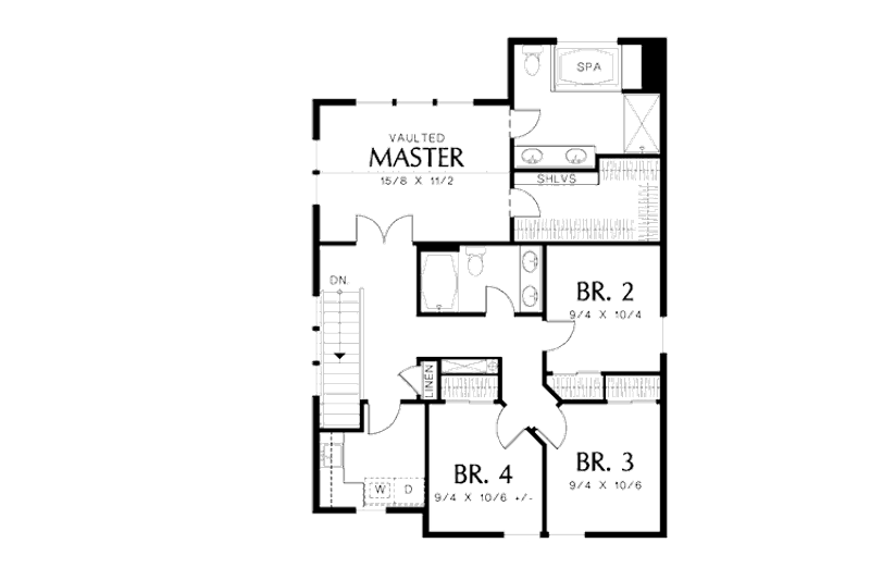 Dream House Plan - Floor Plan - Upper Floor for Craftsman House Plan #48-498 - 4 bed, 2.5 bath