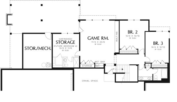 Dream House Plan - Craftsman Floor Plan - Lower Floor Plan #48-543